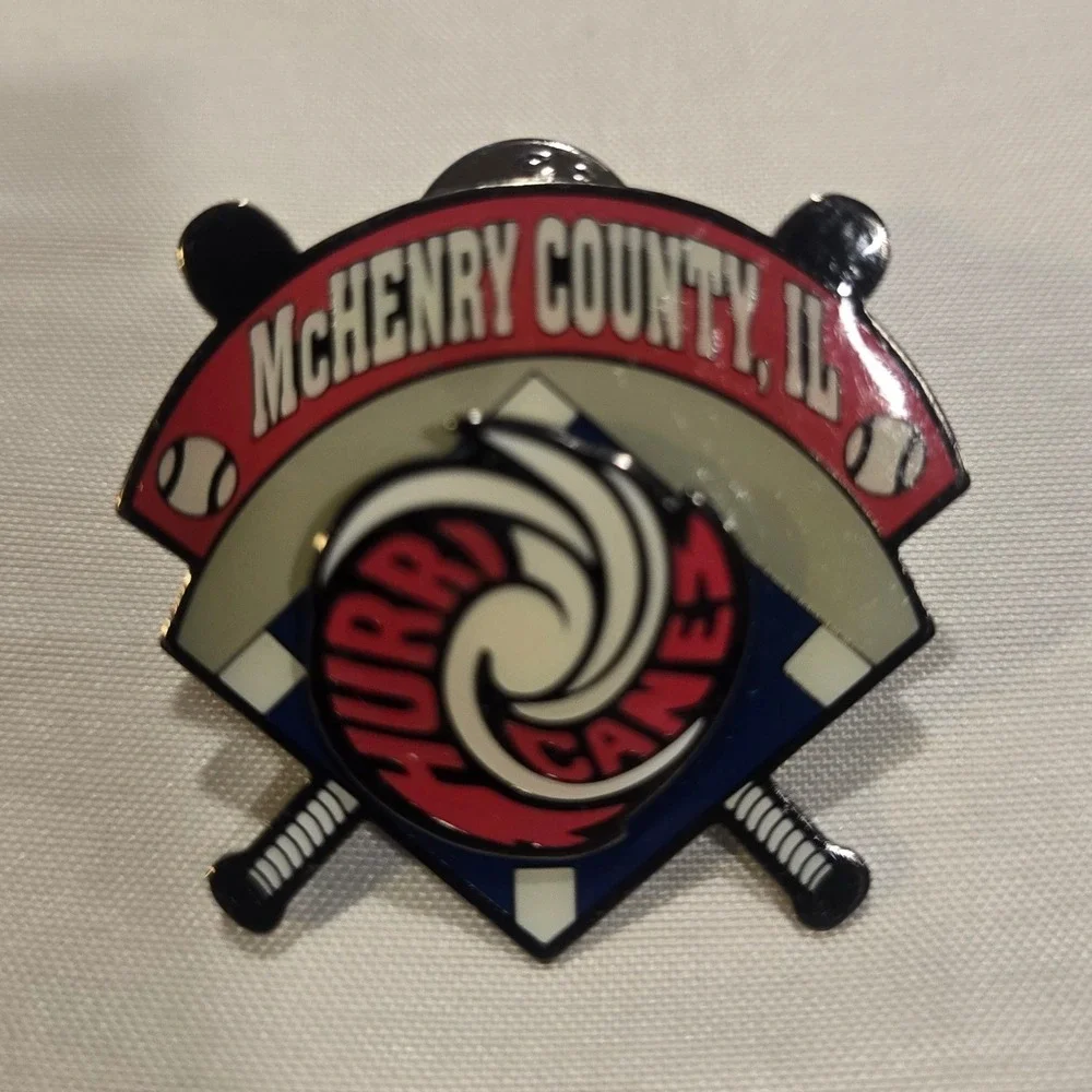 McHenry County IL Hurricanes Baseball Team Spinning Lapel‎ Pin Vintage